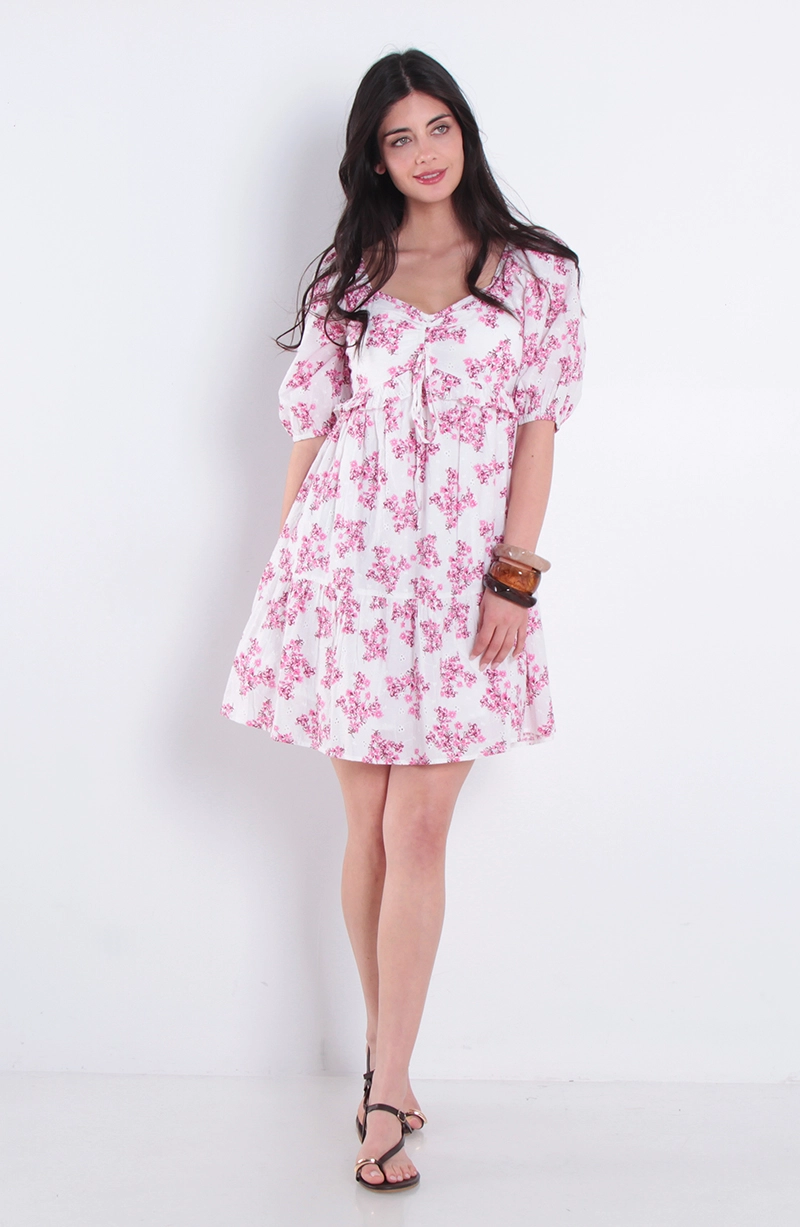 VESTIDO ESTAMPADO MANGA CORTA  ESCOTE REDONDO - 3