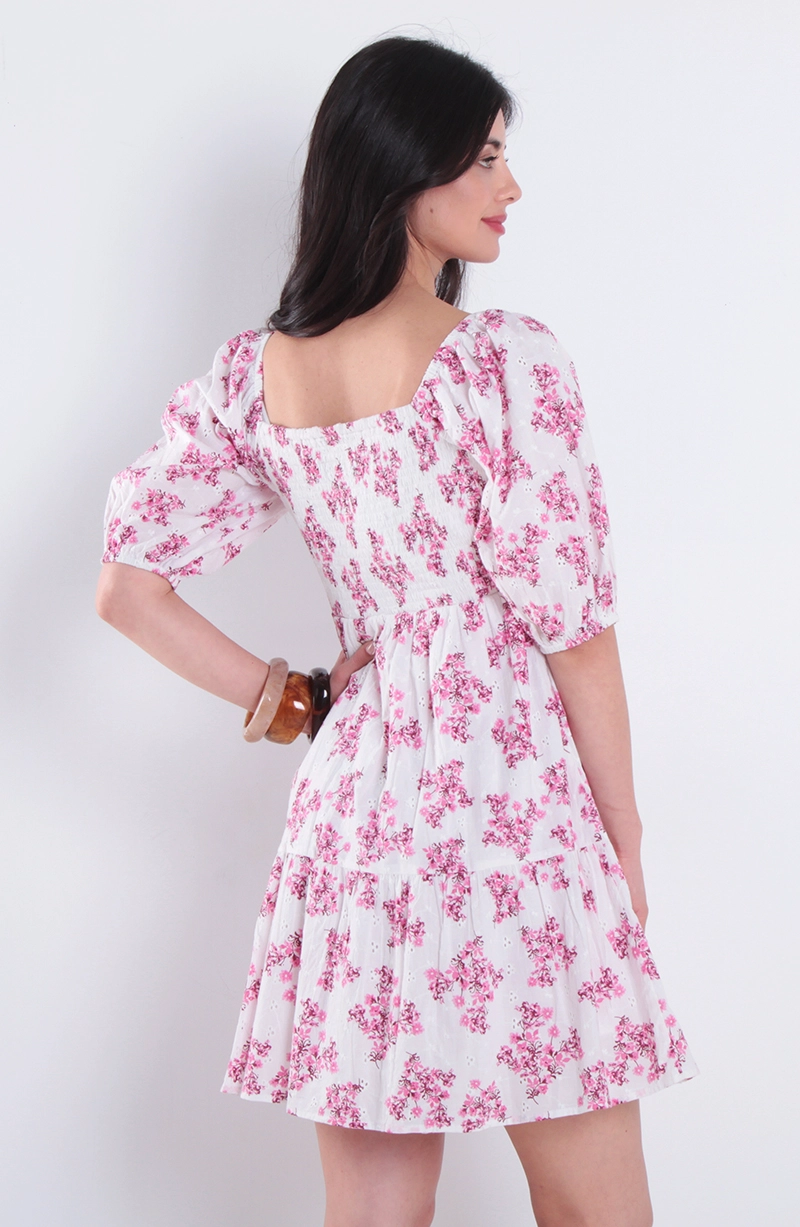 VESTIDO ESTAMPADO MANGA CORTA  ESCOTE REDONDO - 4