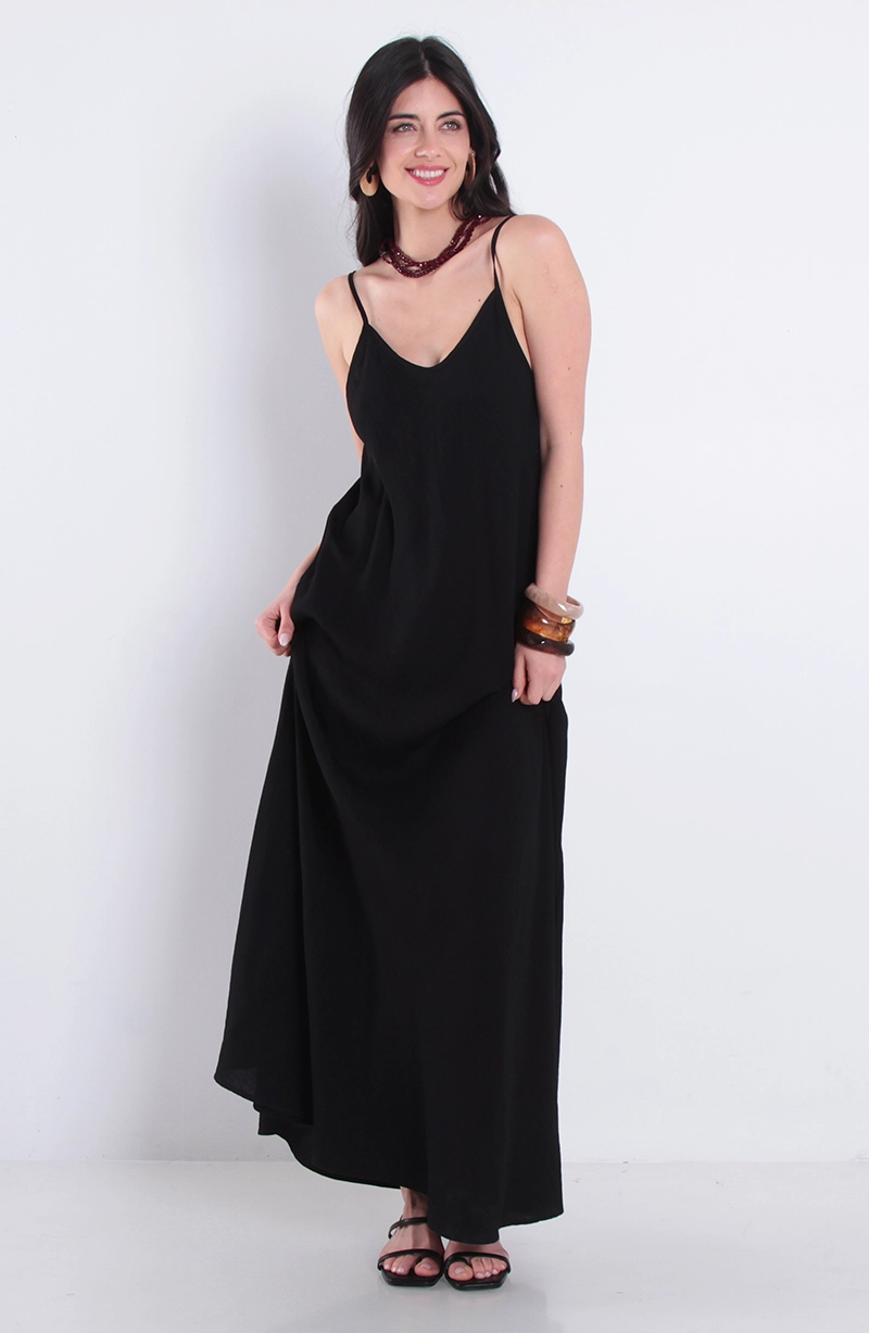 VESTIDO LARGO SIN MANGA ESCOTE V - 1