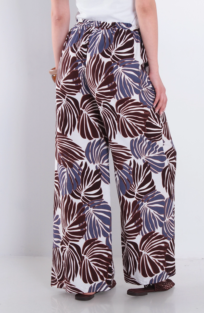 PANTALON ESTAMPADO WIDE LEG TIRO ALTO PRETINA MEDIA ELASTICA - 4