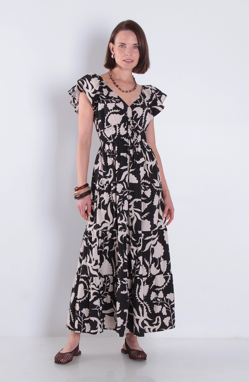 VESTIDO ESTAMPADO MANGA CORTA ESCOTE REDONDO - 1