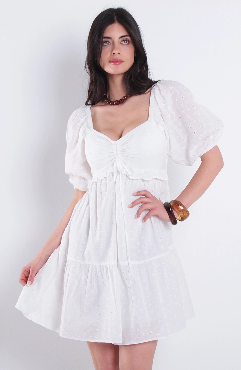 VESTIDO CORTO SOLID MANGA CORTA ESCOTE REDONDO - 1