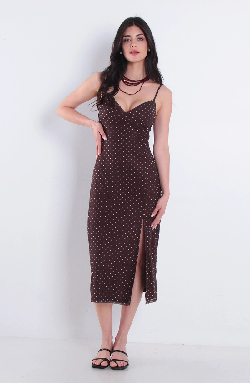 VESTIDO LARGO ESTAMPADO SIN MANGAS CUELLO EN V - 1