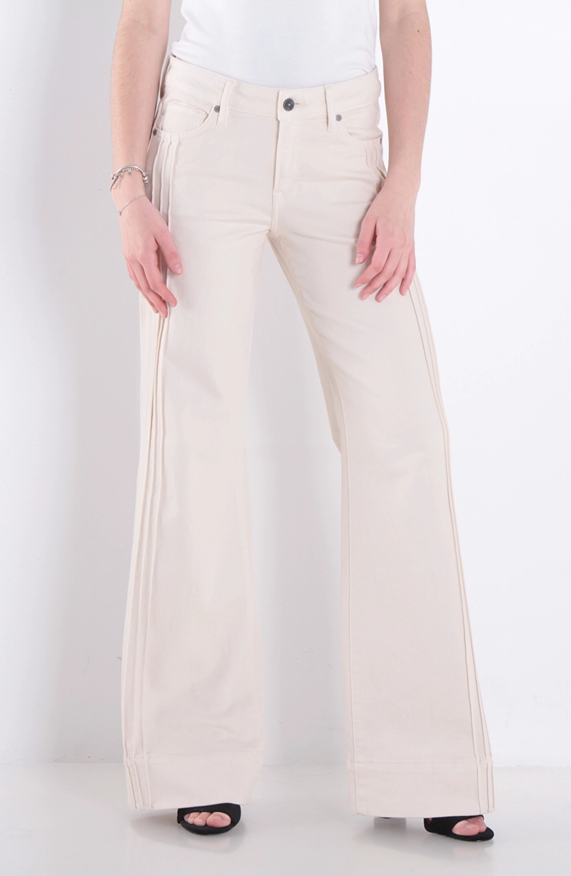 JEANS MUJER FLARE TIRO MEDIO PRETINA BASICA 1 BOTON - 1