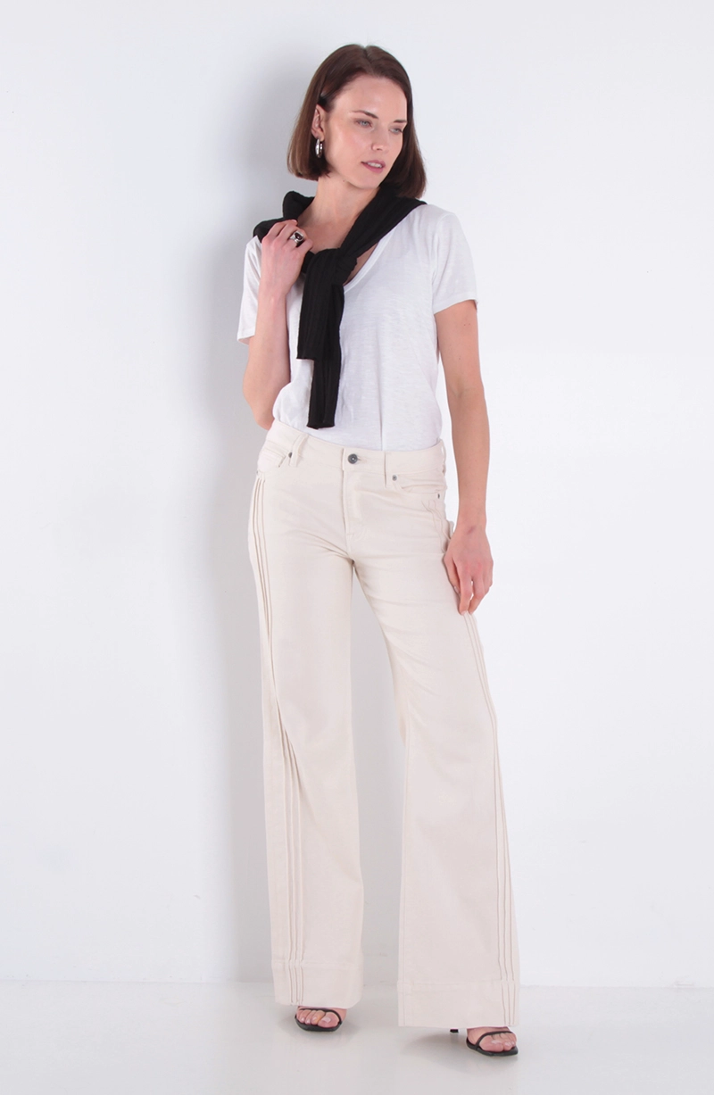 JEANS MUJER FLARE TIRO MEDIO PRETINA BASICA 1 BOTON - 3