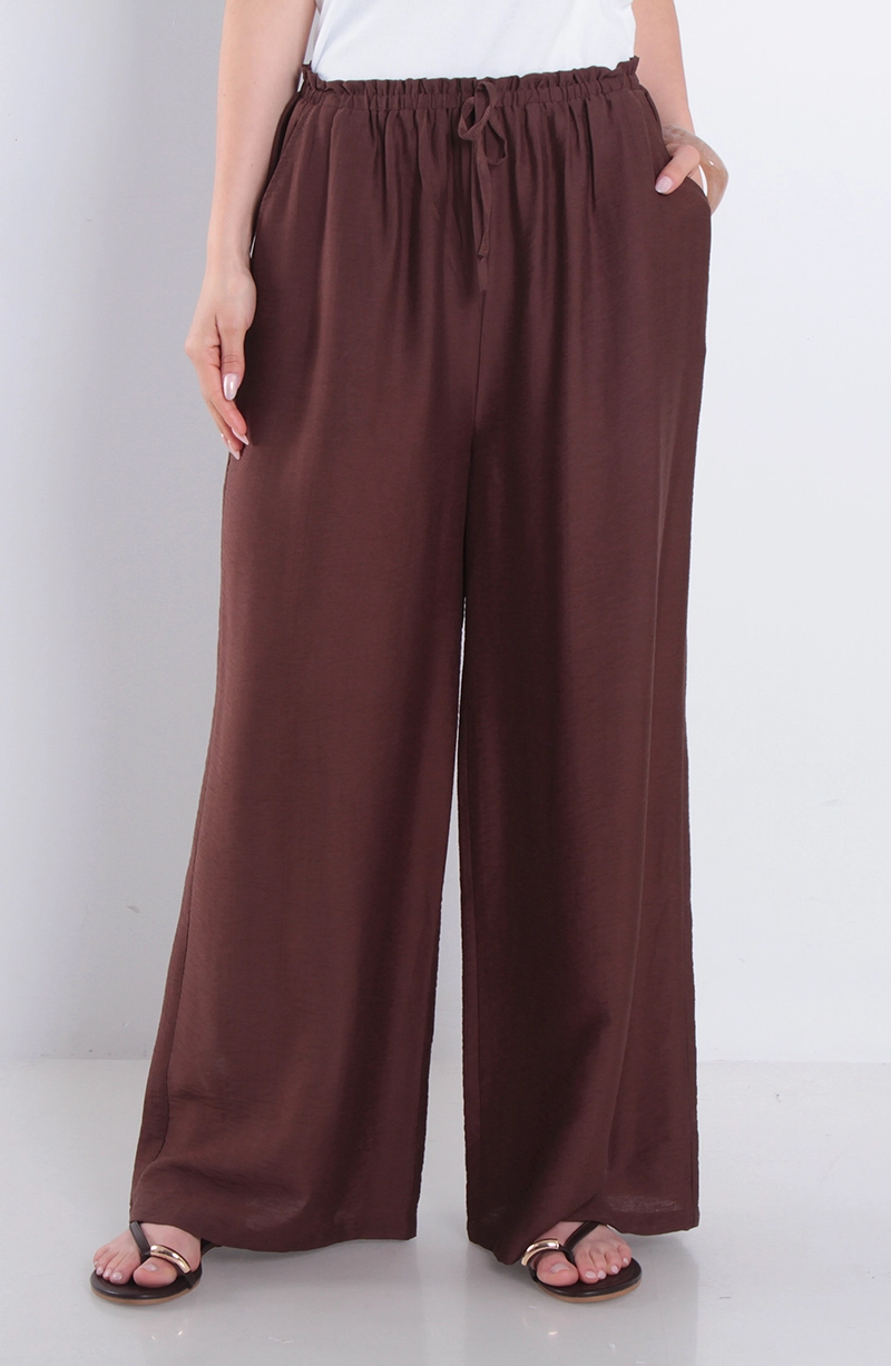 PANTALON MUJER WIDE LEG TIRO ALTO PRETINA MEDIA ELASTICADA - 1