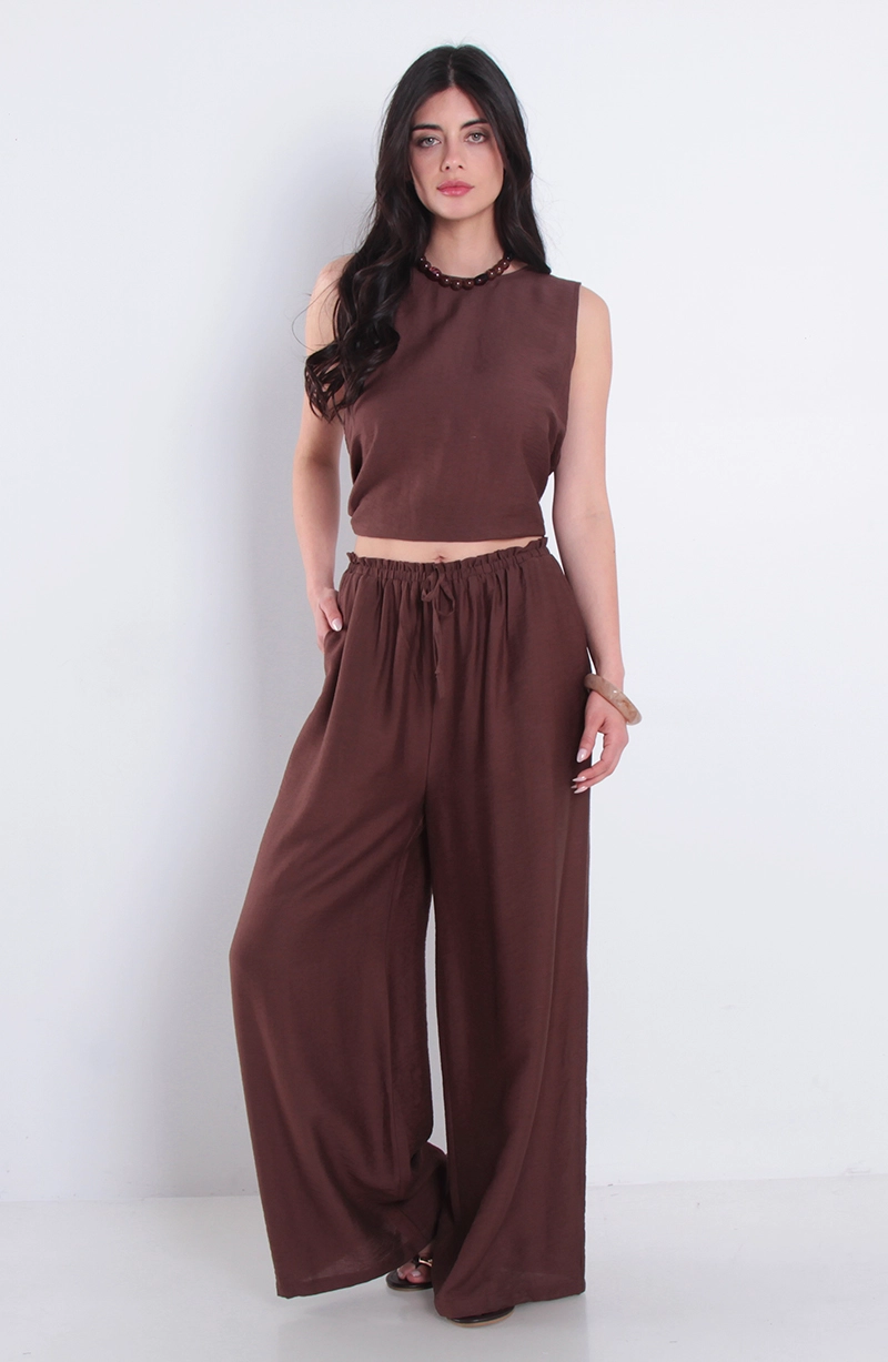 PANTALON MUJER WIDE LEG TIRO ALTO PRETINA MEDIA ELASTICADA - 3