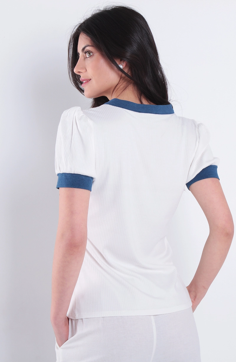 POLERA MANGA CORTA ESCOTE REDONDO EN COLOR INDIGO - 4