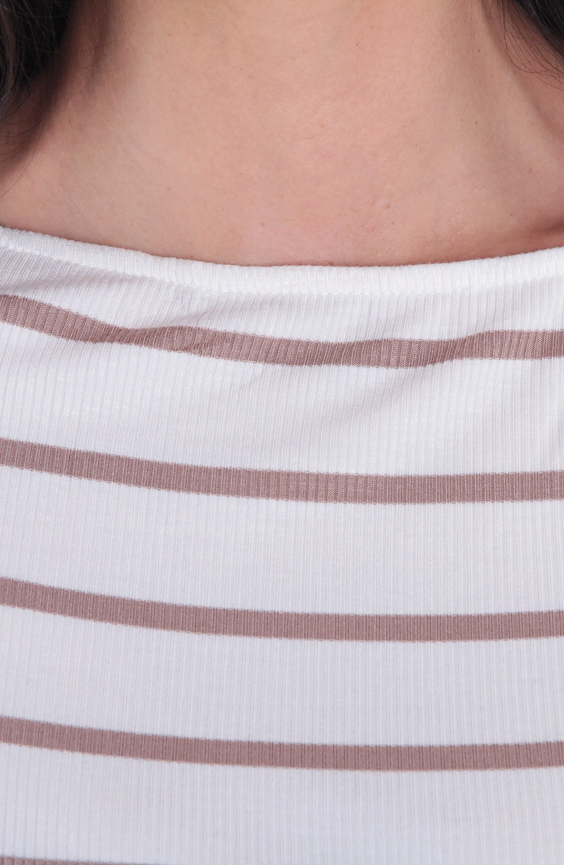 POLERA LISTADA  MANGA CORTA  ESCOTE BOTE - 2