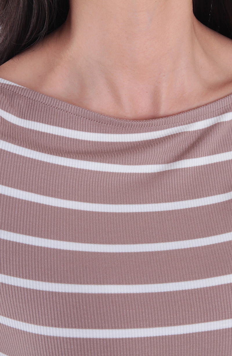 POLERA LISTADA  MANGA CORTA  ESCOTE BOTE - 2