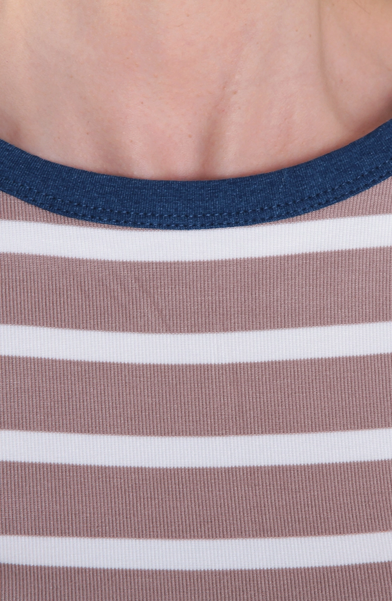 POLERA LISTADA MANGA CORTA ESCOTE REDONDO EN COLOR INDIGO - 2