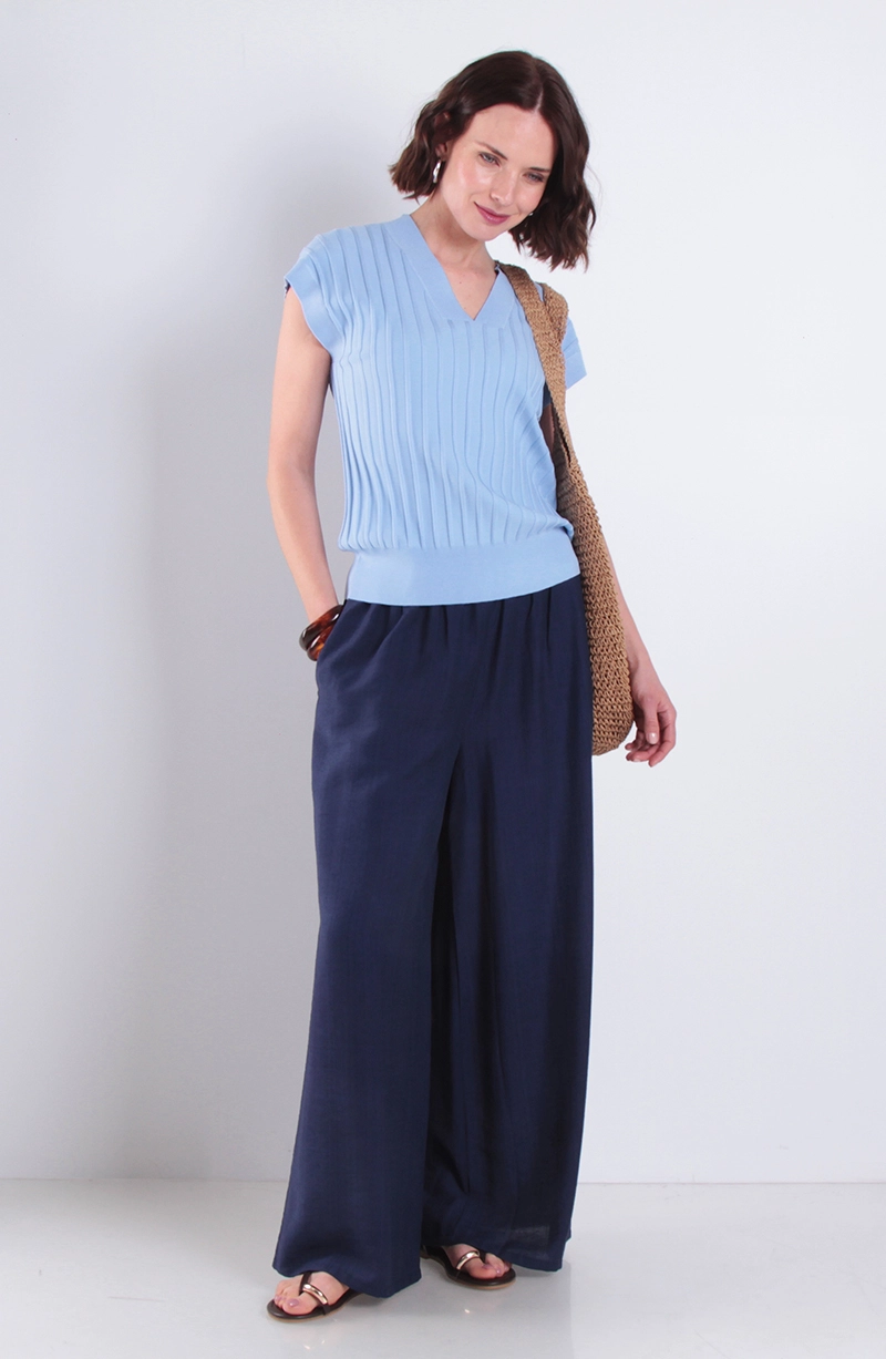 POLERA MANGA CORTA TEJIDA ESCOTE V - 3
