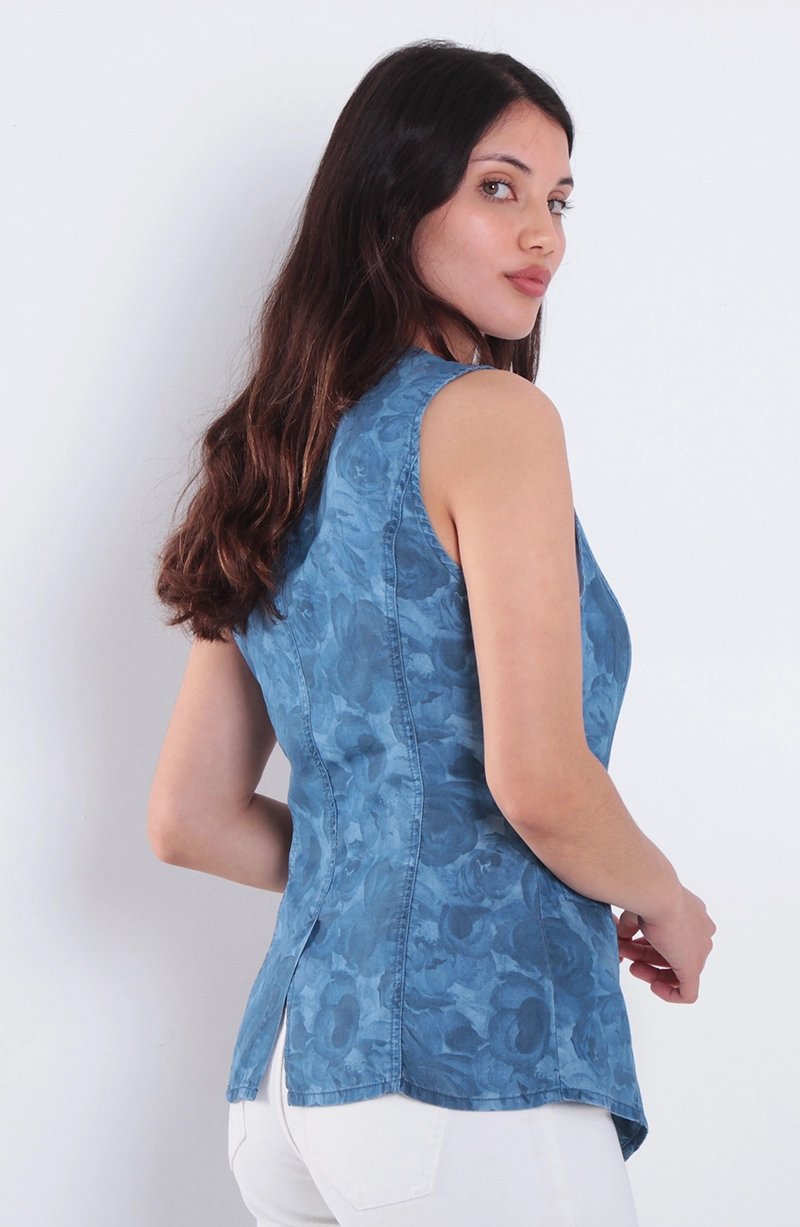 VEST LYOCELL ESTAMPADA SIN MANGA  ESCOTE REDONDO - 4