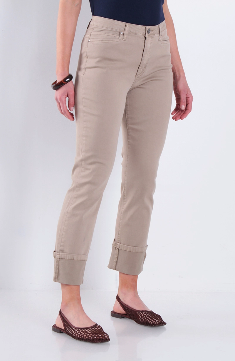 PANTALON RECTO ROLL UP TIRO ALTO PRETINA BASICA 1 BOTON - 1