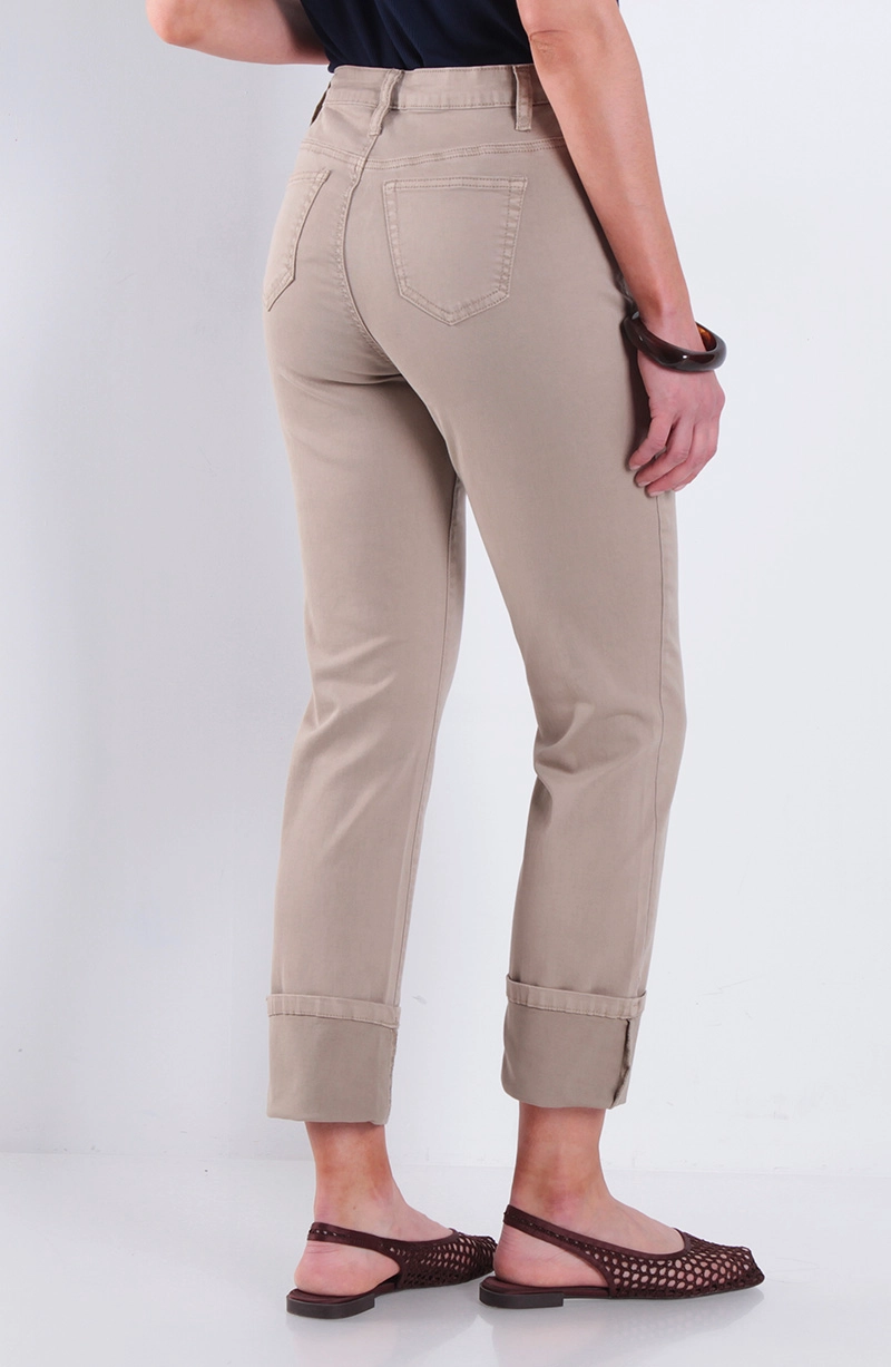 PANTALON RECTO ROLL UP TIRO ALTO PRETINA BASICA 1 BOTON - 4