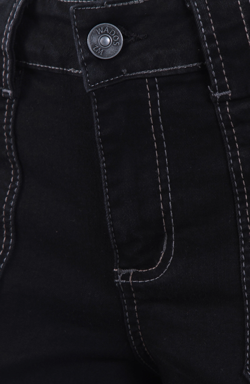 JEANS MUJER  WIDE CARGO TIRO MEDIO PRETINA BASICA UN BOTON - 2