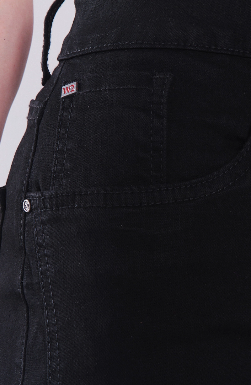 JEANS WIDE TIRO ALTO PRETINA BASICA CON CORTES EN PIERNAS - 2