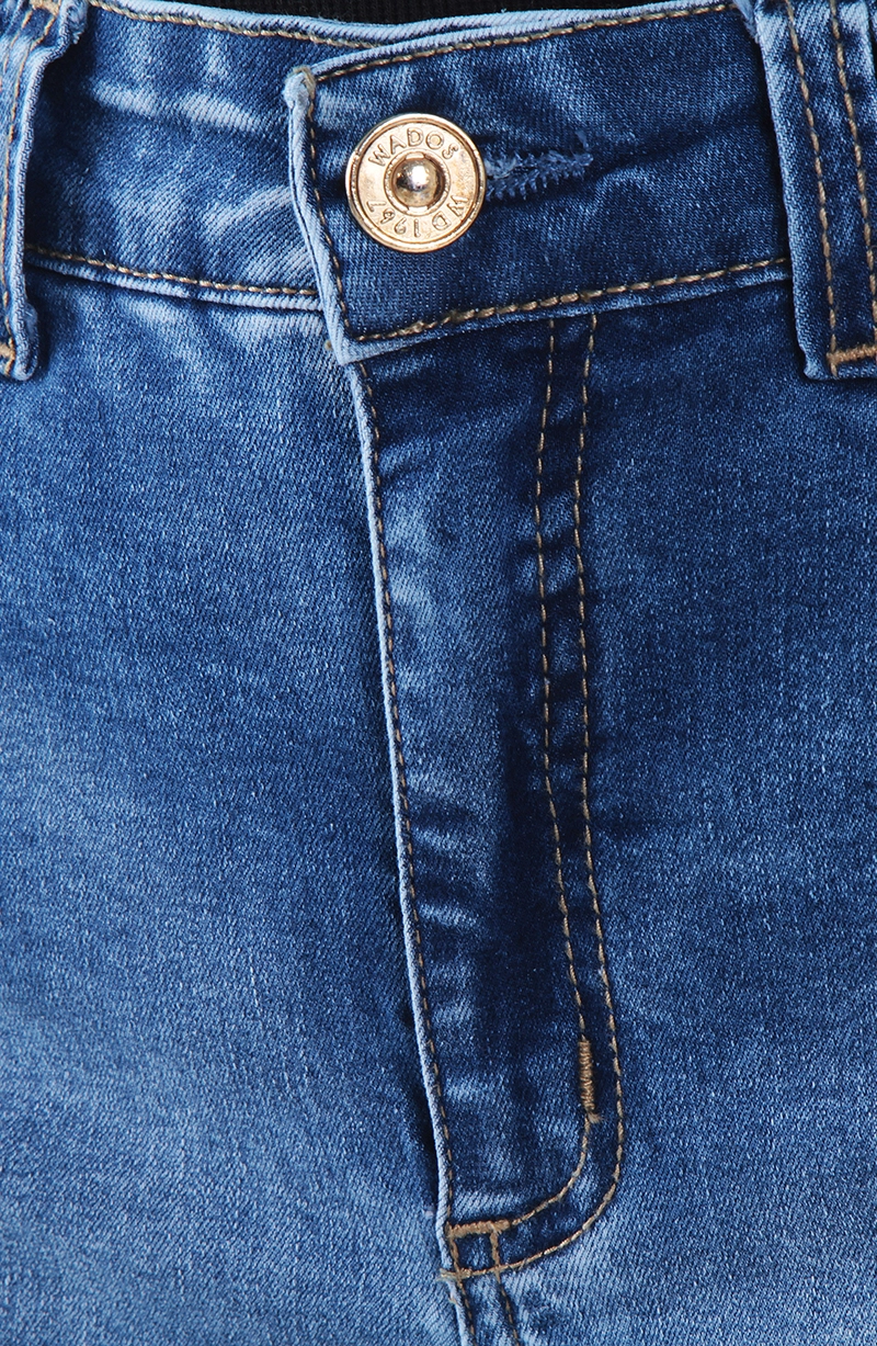 JEANS MUJER WIDE LEG TIRO ALTO PRETINA BASICA 1 BOTON - 2
