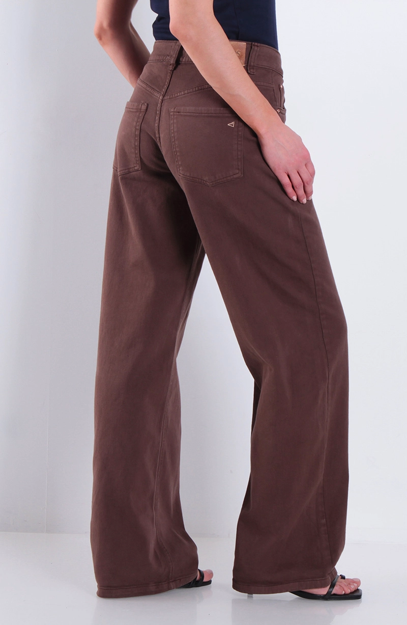 JEANS MUJER WIDE LEG TIRO ALTO  PRETINA BASICA 1 BOTON - 4