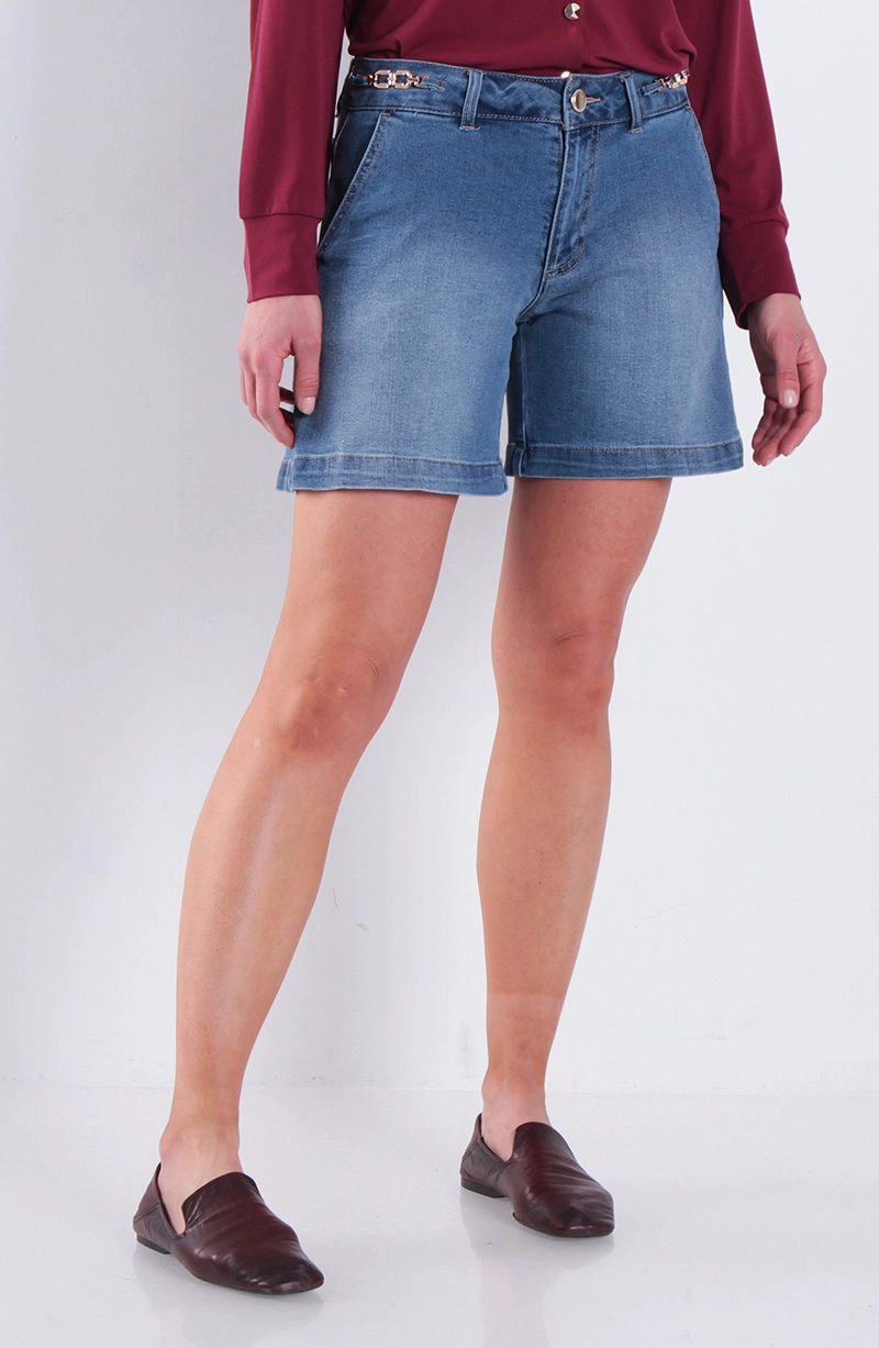 SHORT TIRO ALTO PRETINA BASICA  CON APLICACION PRETINA - 1