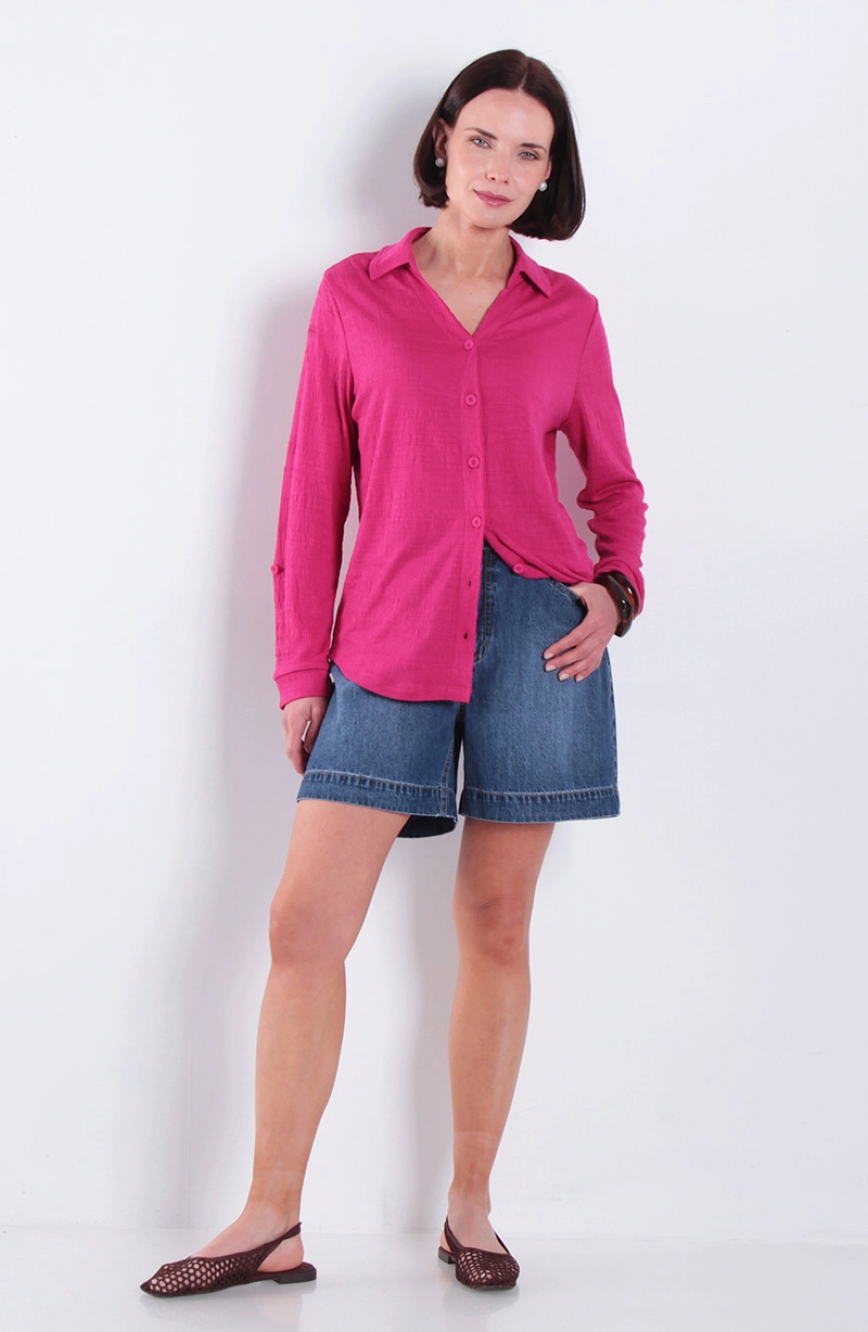 BLUSA MANGA LARGA ABOTONADA EN DELANTERO ESCOTE V - 3