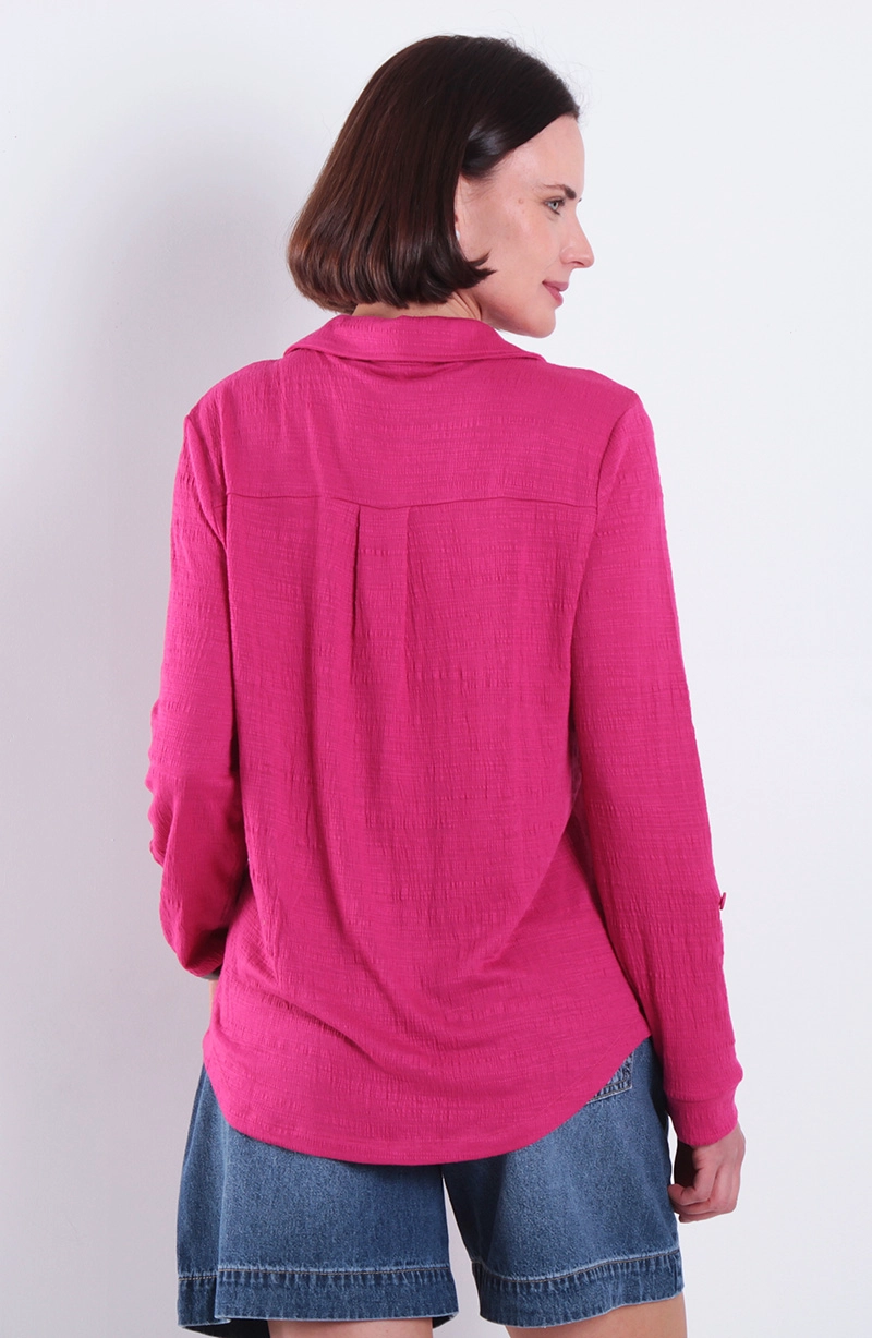 BLUSA MANGA LARGA ABOTONADA EN DELANTERO ESCOTE V - 4