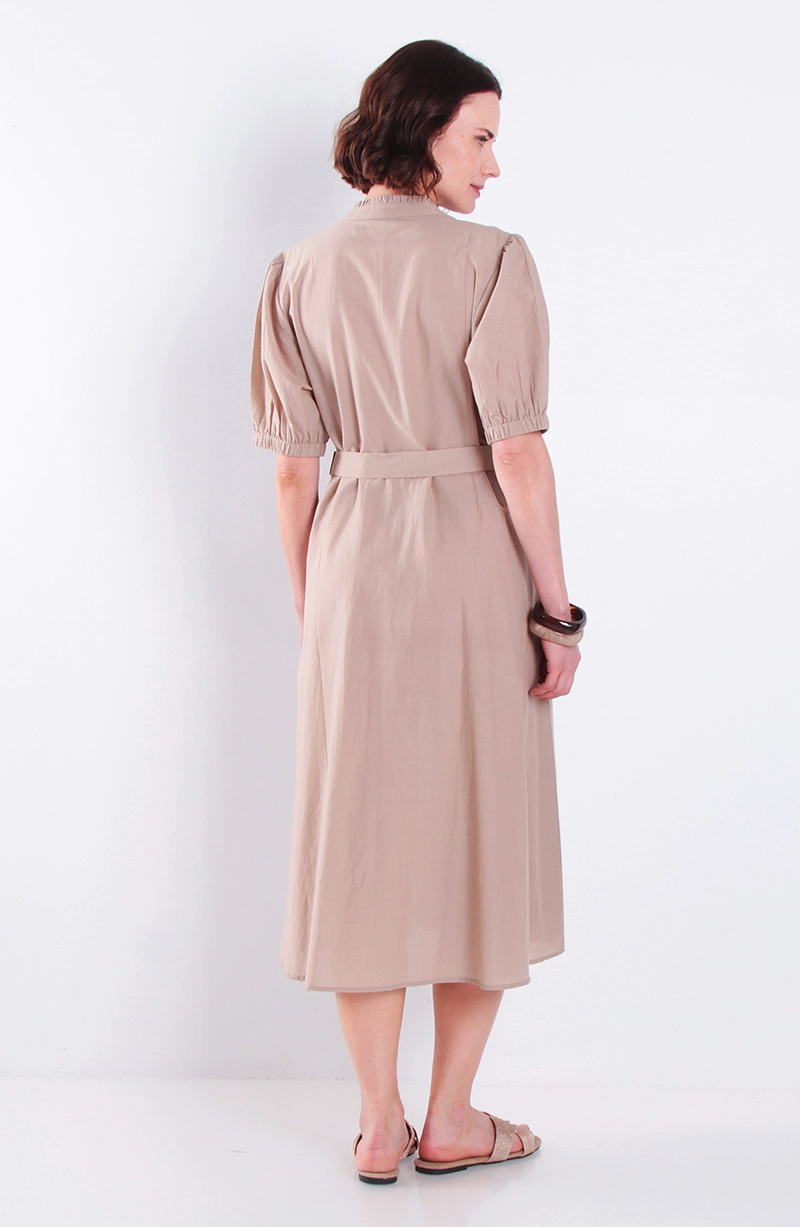 VESTIDO MANGA CORTA ABOTANDO CON CINTURON ESCOTE V - 4