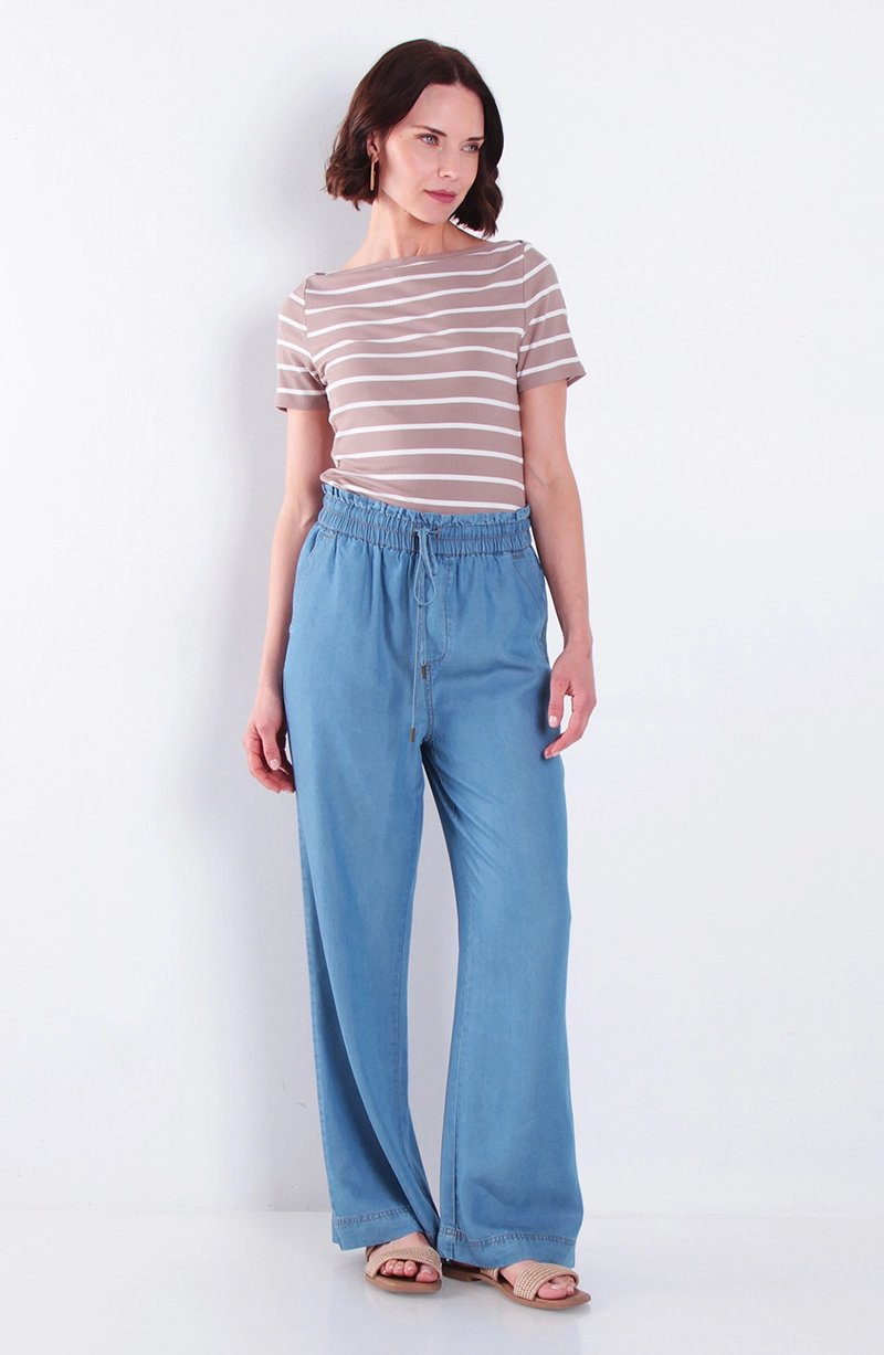 PANTALON LYOCELL WIDE LEG TIRO ALTO PRETINA MEDIA ELASTICADA - 3