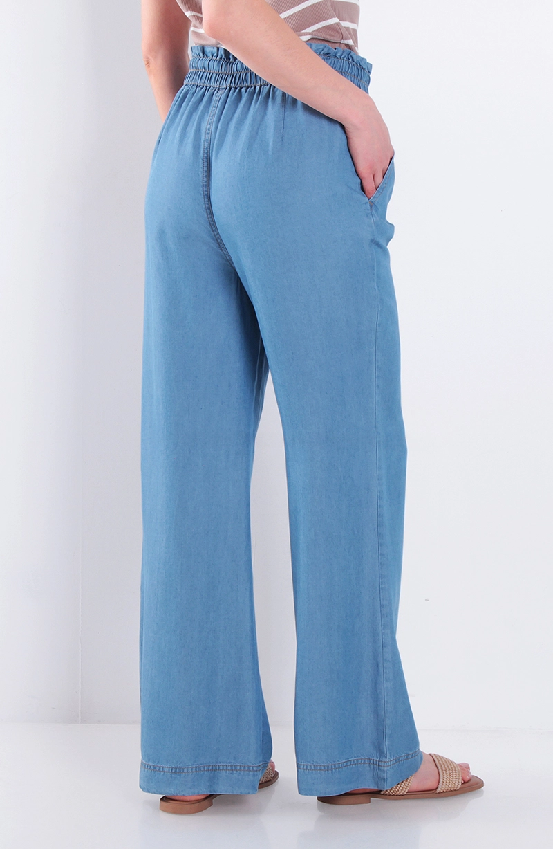PANTALON LYOCELL WIDE LEG TIRO ALTO PRETINA MEDIA ELASTICADA - 4