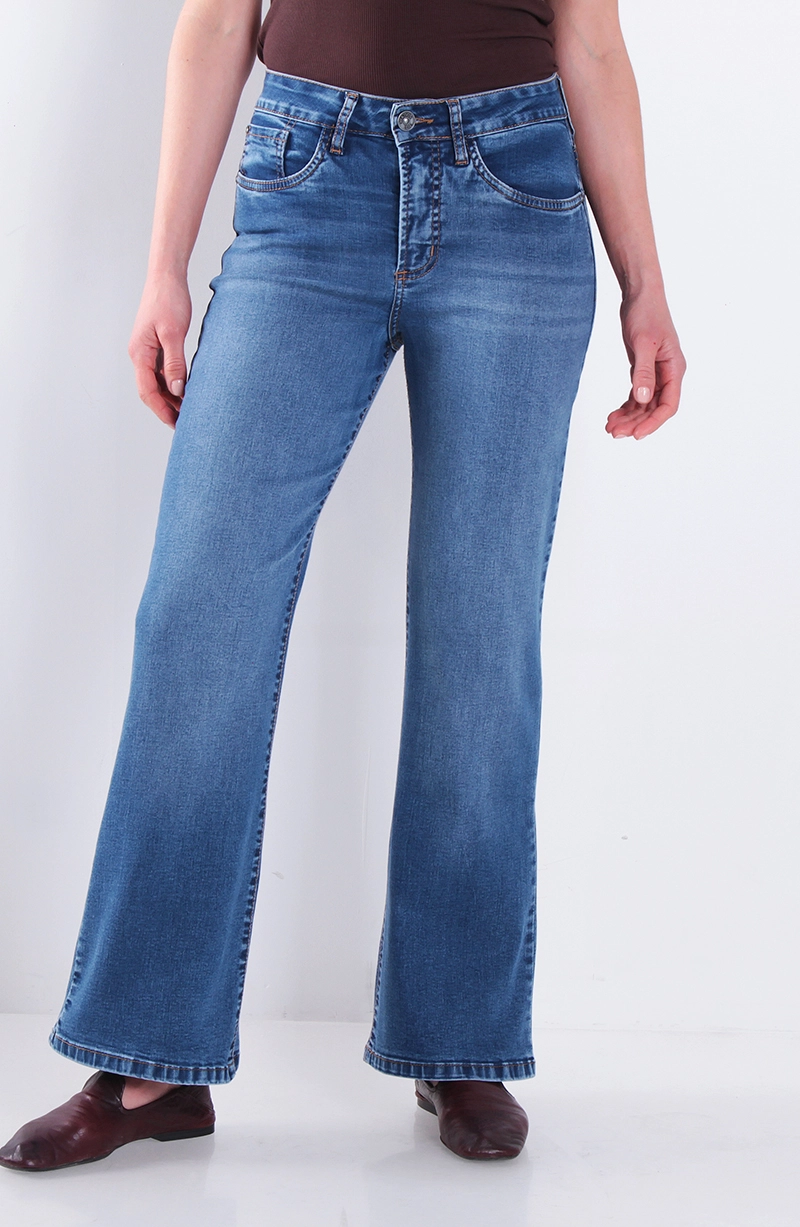 JEANS MUJER RECTO TIRO ALTO PRETINA BASICA UN BOTON - 1
