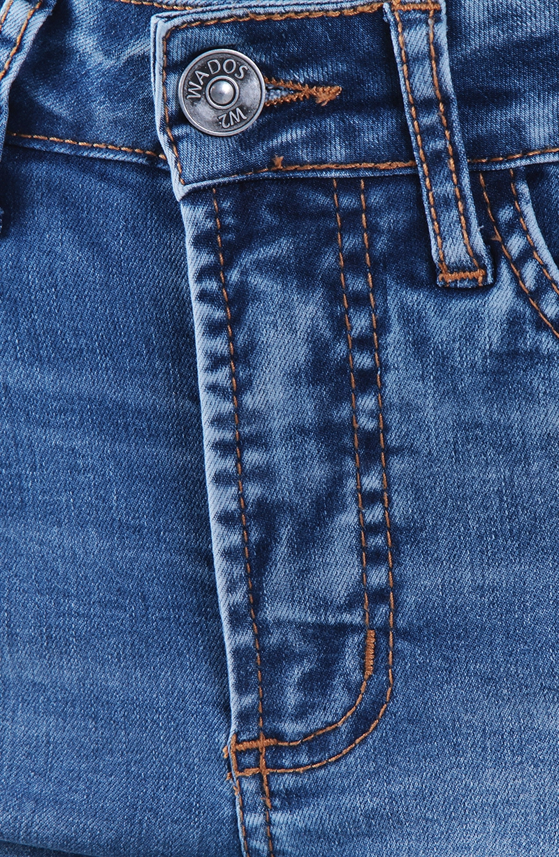 JEANS MUJER RECTO TIRO ALTO PRETINA BASICA UN BOTON - 2