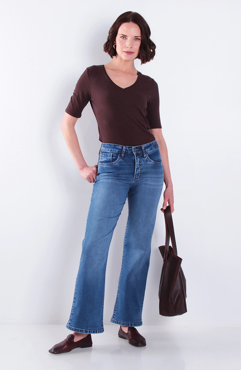 JEANS MUJER RECTO TIRO ALTO PRETINA BASICA UN BOTON - 3