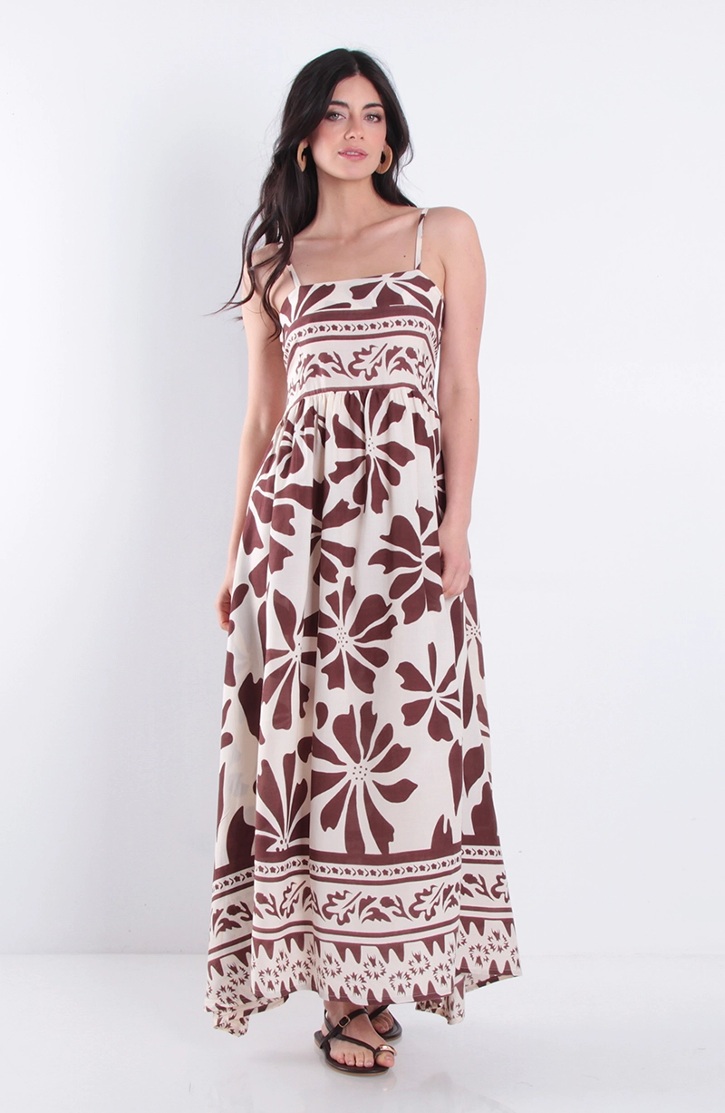 VESTIDO ESTAMPADO SIN MANGA ESCOTE RECTO - 1