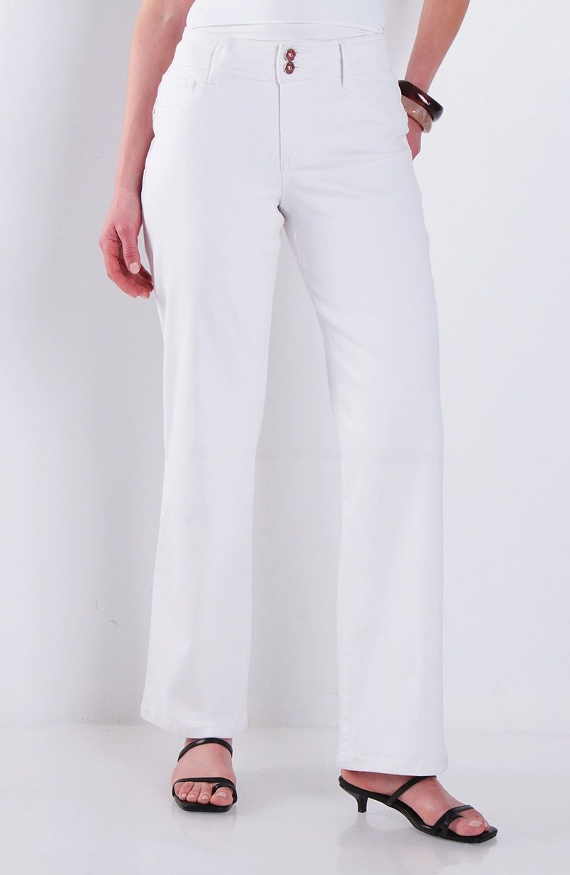 JEANS MUJER RECTO TIRO ALTO PRETINA MEDIA 2 BOTONES - 1