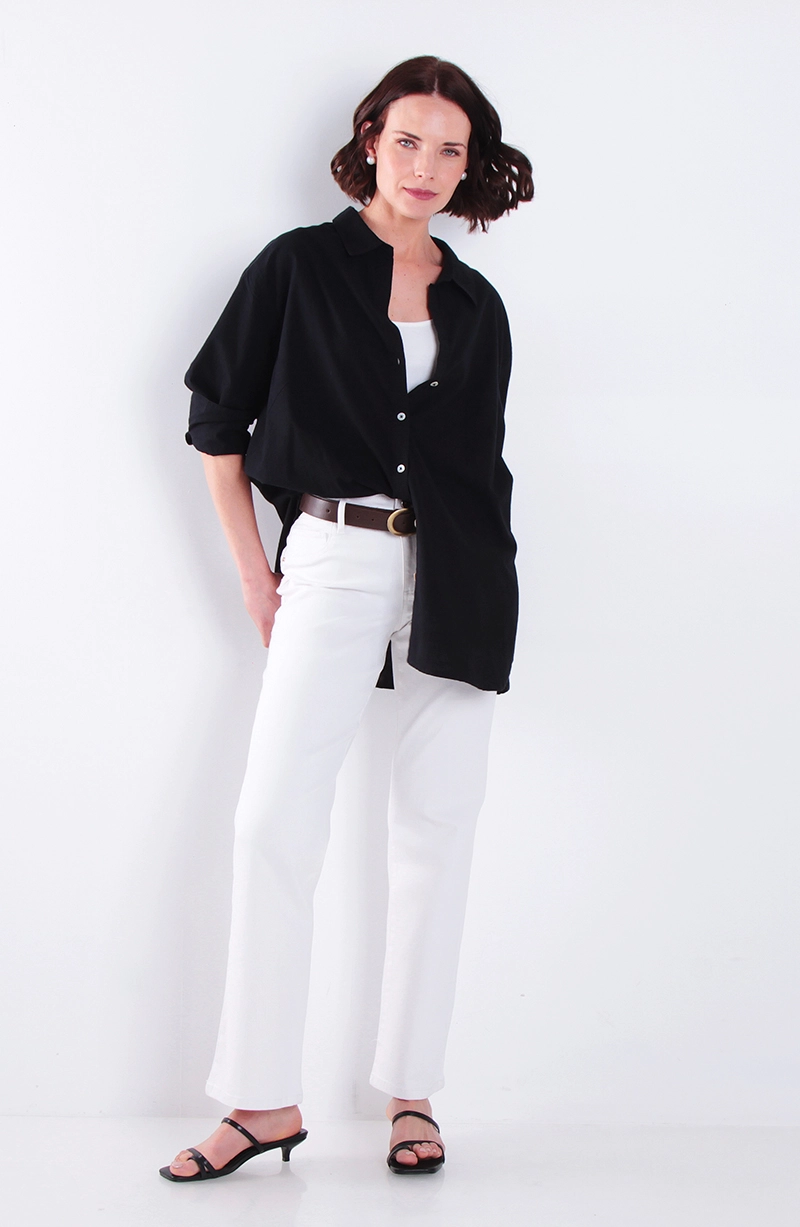 JEANS MUJER RECTO TIRO ALTO PRETINA MEDIA 2 BOTONES - 3