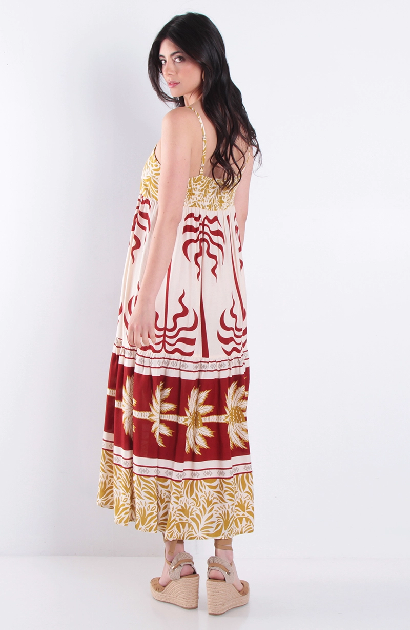 VESTIDO ESTAMPADO SIN MANGA ESCOTE RECTO - 4