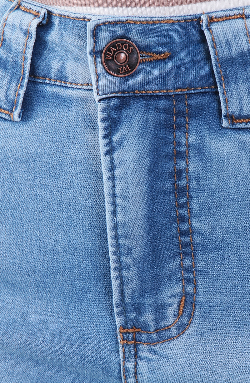 JEANS MUJER CROPED WIDE LEG TIRO ALTO PRETINA BASICA BOTON - 2