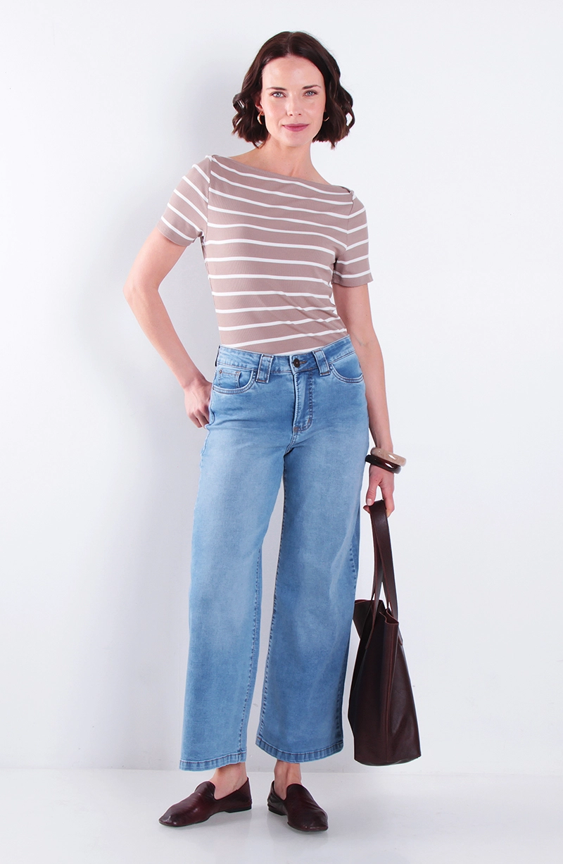 JEANS MUJER CROPED WIDE LEG TIRO ALTO PRETINA BASICA BOTON - 3