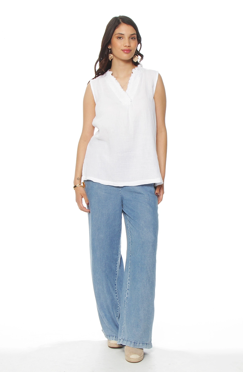 BLUSA SIN MANGA SOLIDO ESCOTE V - 3