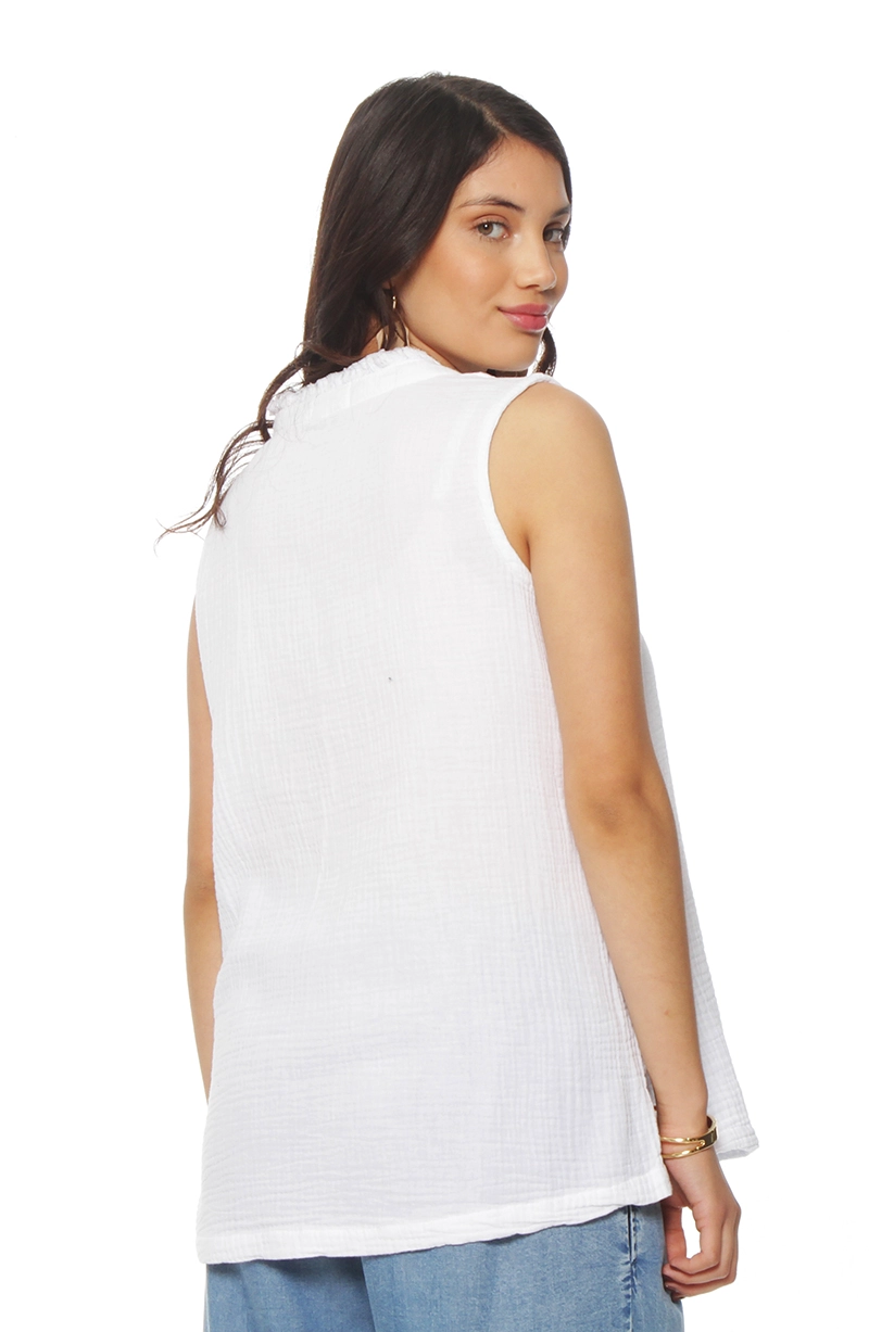BLUSA SIN MANGA SOLIDO ESCOTE V - 4