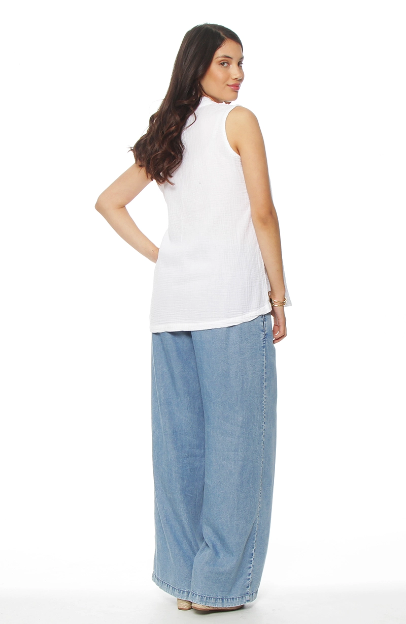 BLUSA SIN MANGA SOLIDO ESCOTE V - 5