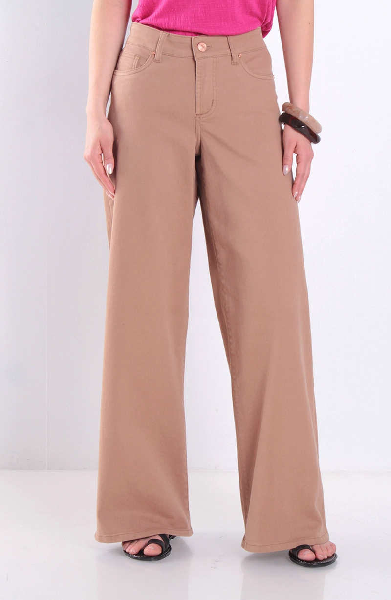 JEANS MUJER WIDE LEG TIRO ALTO  PRETINA BASICA 1 BOTON - 1