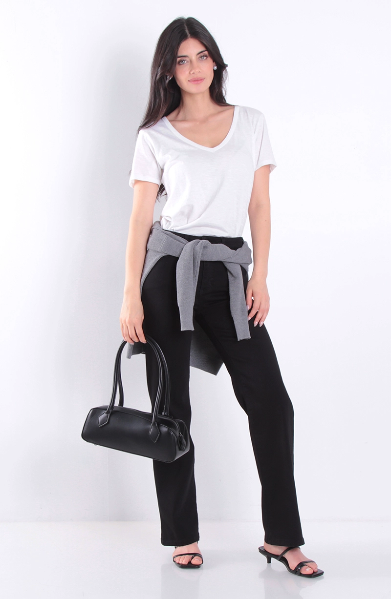 JEANS MUJER RECTO TIRO ALTO BASICO PRETINA UN BOTON - 3
