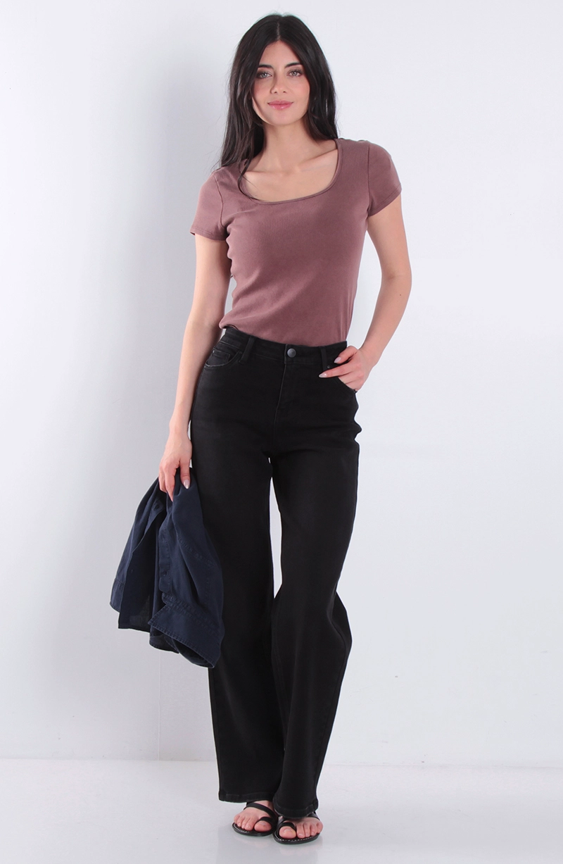 JEANS MUJER RECTO TIRO MEDIO PRETINA BASICA 1 BOTON - 3