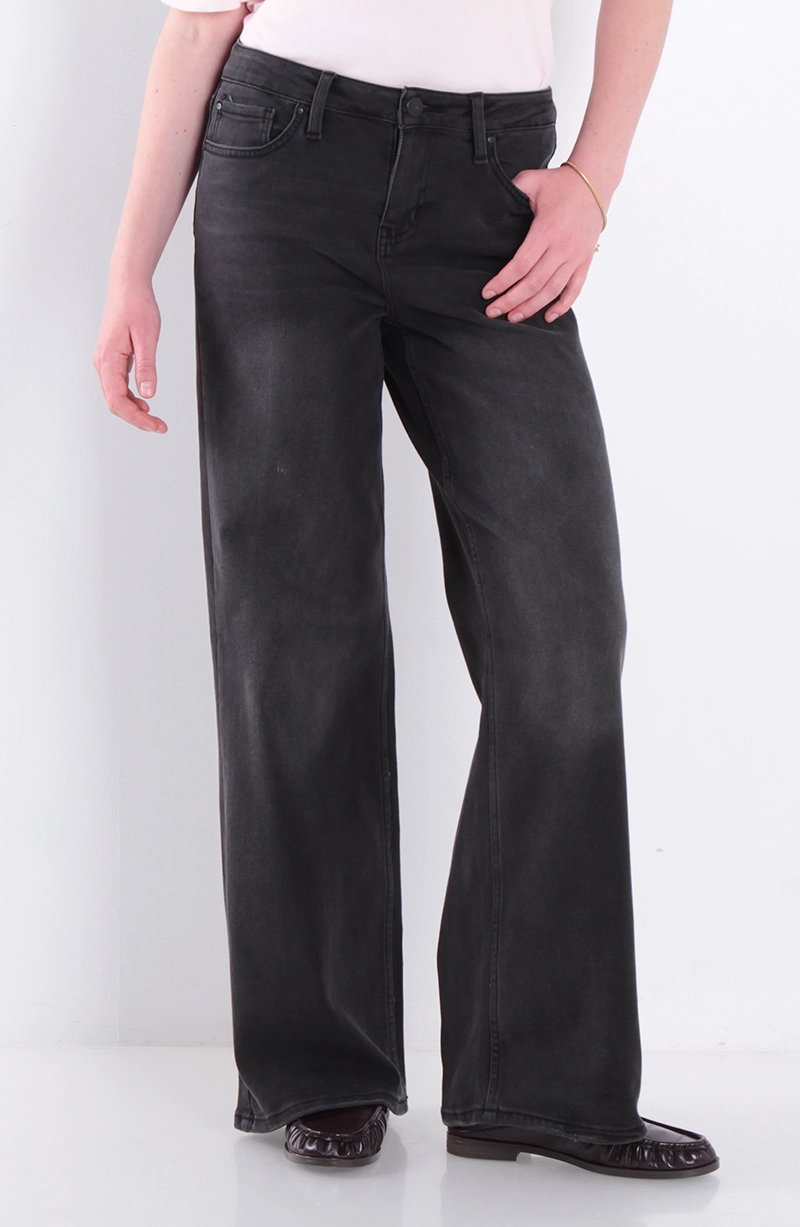 JEANS MUJER WIDE LEG ITO ALTO PRETINA BASICA 1 BOTON - 1