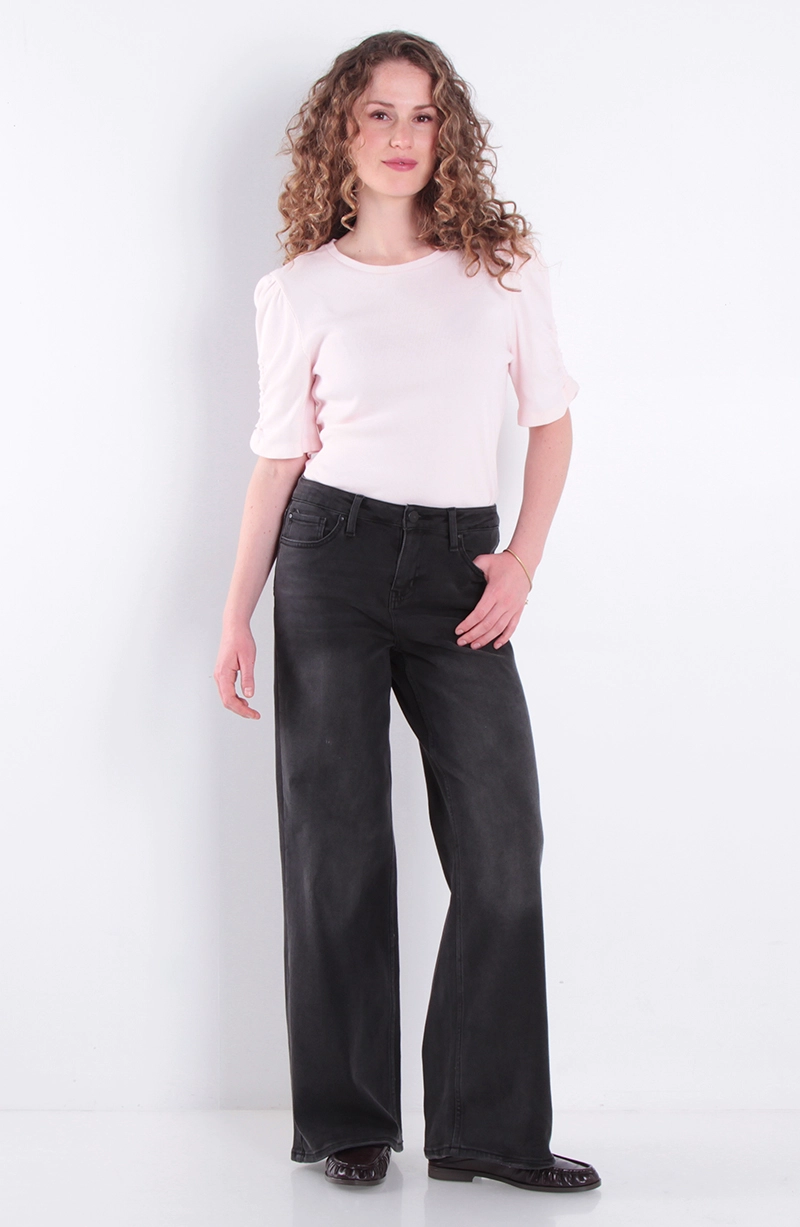 JEANS MUJER WIDE LEG ITO ALTO PRETINA BASICA 1 BOTON - 3
