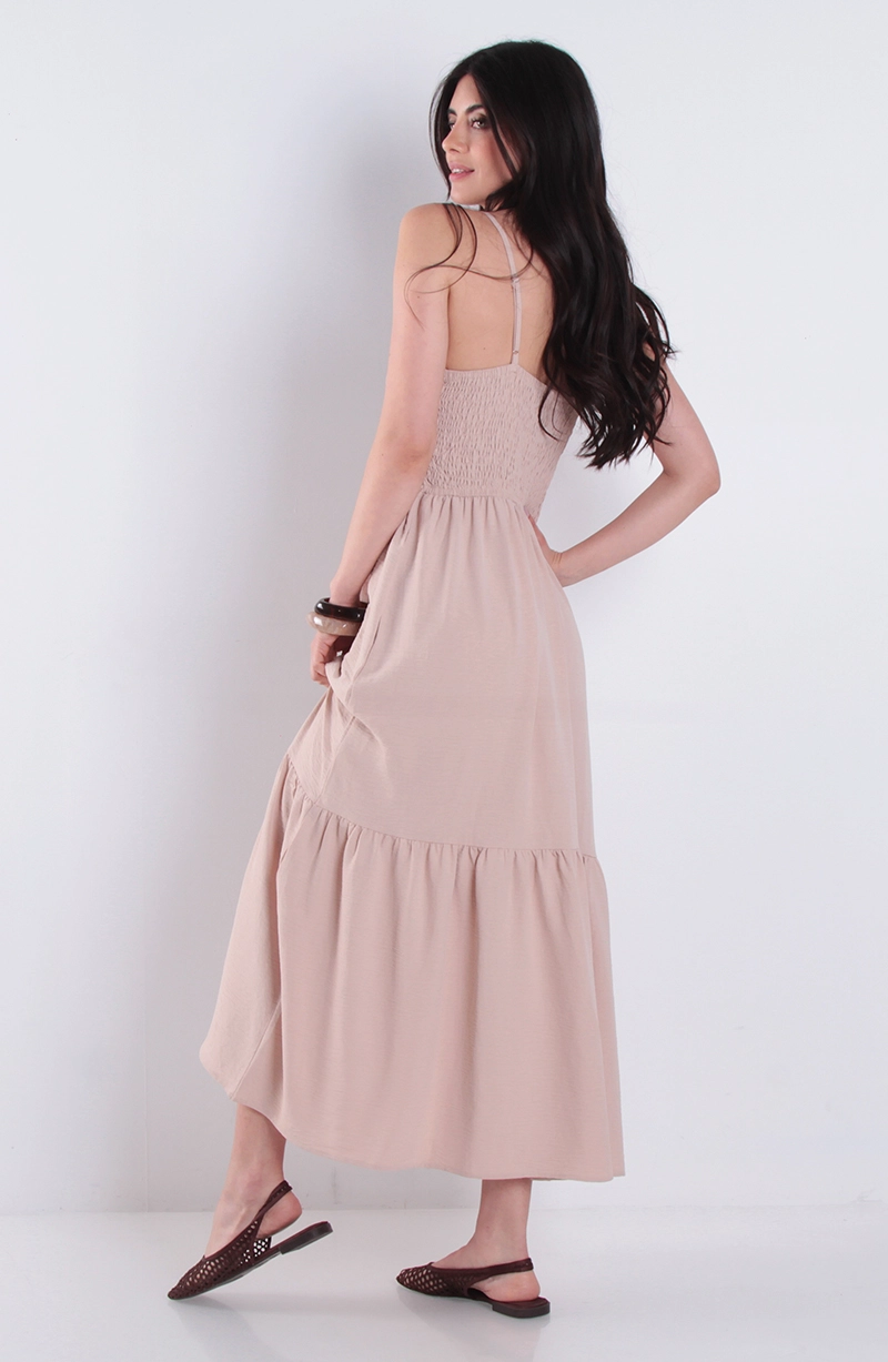 VESTIDO LARGO SIN MANGA BUSTO TEJIDO CON CINTURA ELASTICADA - 4
