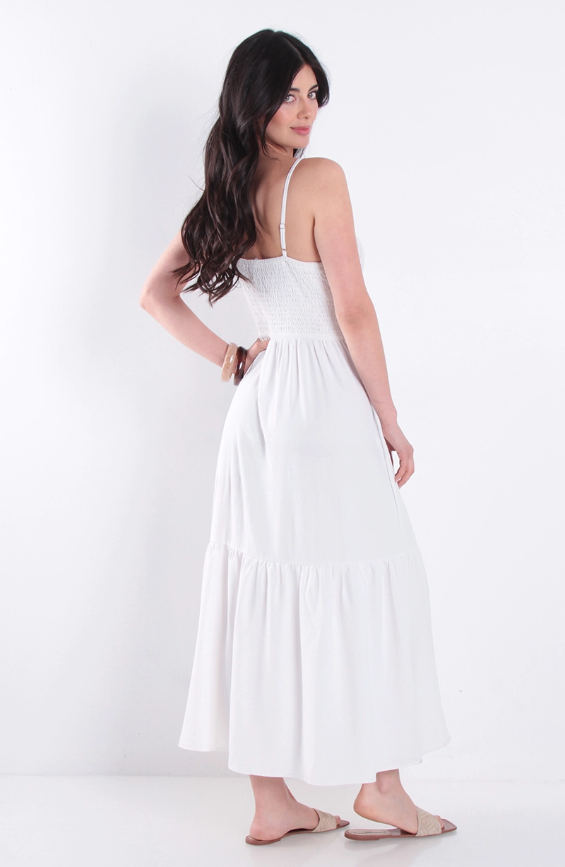 VESTIDO LARGO SIN MANGA BUSTO TEJIDO CON CINTURA ELASTICADA - 4