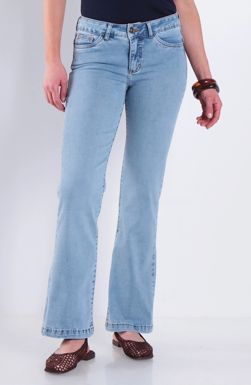 JEANS MUJER RECTO TIRO BAJO PRETINA BASICA UN BOTON - 1