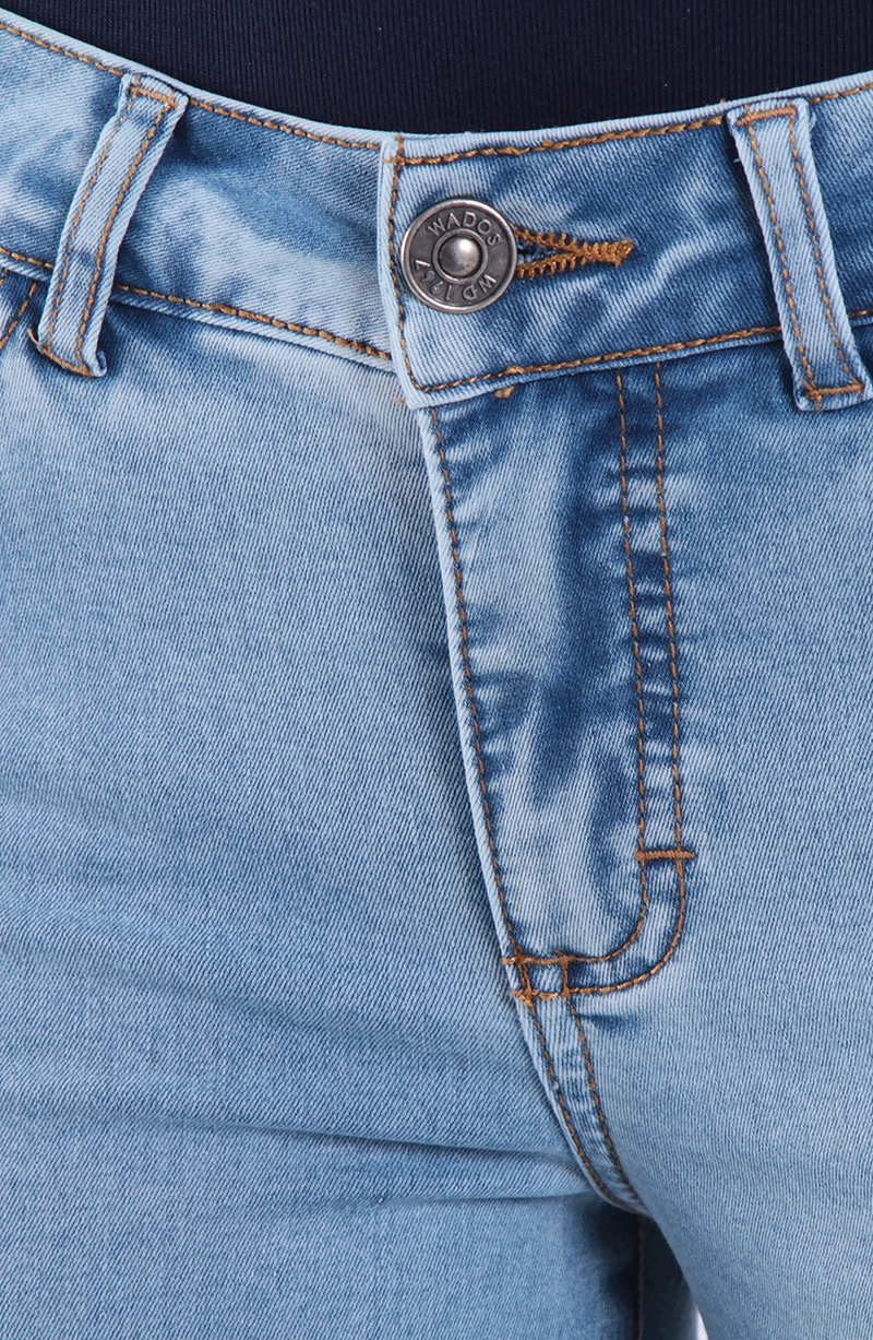 JEANS MUJER RECTO TIRO BAJO PRETINA BASICA UN BOTON - 2